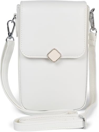 styleBREAKER Damen Box Bag Umhängetasche Einfarbig mit Magnetverschluss, 8 Kartenfächer mit Druckknopf, Crossbag 02012399, Farbe:Weiß