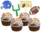 24 Stück American Football Cupcake Toppers Fußball Touchdown Cupcake Picks Fußballspieler Cupcake Dekorationen für Super Rugby Sport Thema Männer Jungen Geburtstag Party Supplies Bunt