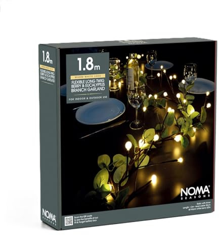 NOMA Berry & Eucalyptus Garland, 1.8 m, 48 Warm White LEDs (Pack of 1)