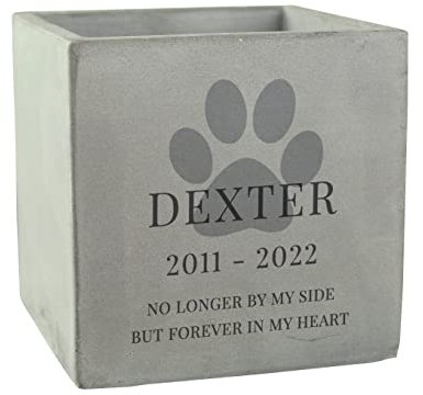 Personalised Pet Pawprints Dog Cat Memorial Concrete Plant Pot Planter Indoor