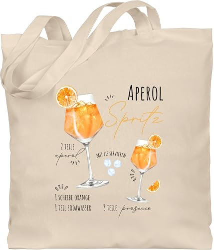 Baumwolltasche - Karneval & Fasching - Taschen - Aperol Spritz Rezept I Lustig Geschenk Aperolfan Fanartikel - Unisize - Naturweiß - geschenktasche kamellebeutel faschings rezepte tasche wurfbeutel
