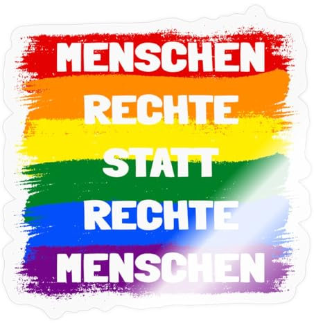 Spreadshirt Menschenrechte Statt Rechte Menschen Regenbogen Sticker, max. 10x10 cm, 10 x 10 cm, Transparent glänzend