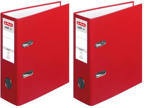 Herlitz 10842318 Ordner maX.file protect, A5 hoch, Farbe rot, FSC Mixed (Packung mit 2)
