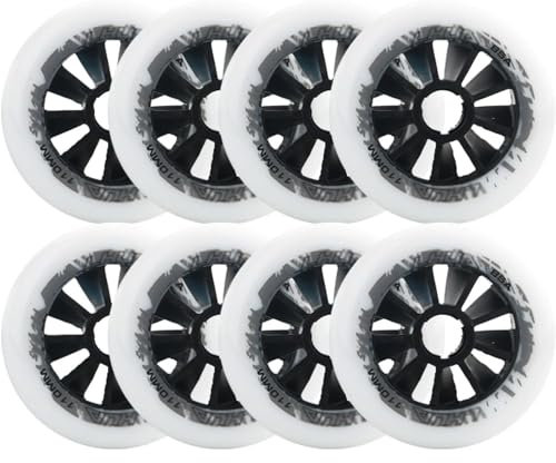 NBTRXWAFR 85A Inline-Skate-Räder (8Er-Pack), Wettbewerbsspezifische Räder, 90 Mm/100 Mm/110 Mm Indoor-/Outdoor-Trainingsräder, Ersatzräder,Weiß,90mm