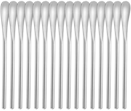 luvtree Lot de 16 cuillères à café réutilisables en acier inoxydable argenté de 12,8 cm