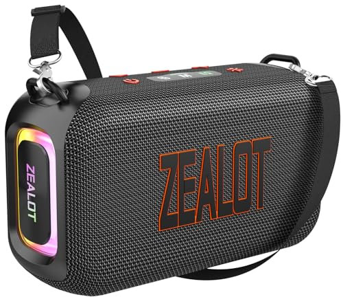 Zealot Altavoz Portátil Bluetooth con Luz LED, Altavoz Exterior Inalámbrico, 50W Graves Estéreo Potentes, Autonomía de 30 Horas, Puerto de AUX, USB, Tarjeta TF, Bluetooth 5.3 y IPX6 Impermeable, Azul