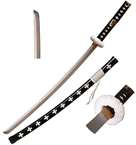 Eroberer Replica Schwerter Holz Anime Cosplay Schwert, Roronoa Zoro Samurai Schwert, Anime Fan, Sky Feather Slash, Trafalgar Law Weiß Messer