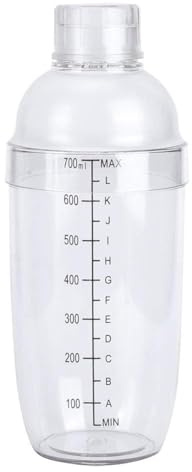 Clear Resin Cocktail Shaker, 700ml Drink Mixer with Scale and Strainer, Boba Tea Shaker Cup for Home Bar
