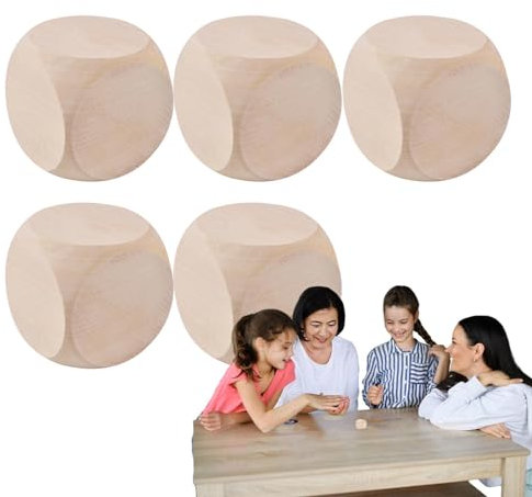 Leere Würfel, 5 Stück Blanko 6-Seitige Spielwürfel Mit Runden Ecken Aus Holz Für Brettspiele