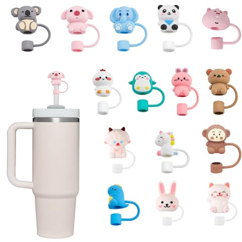 Stanley 15 PCS Cute Reusable Straw Covers - 0.4 Inch/10mm Dustproof Leakproof Silicone Straw Tips Lids for Stanley Cup Accessories