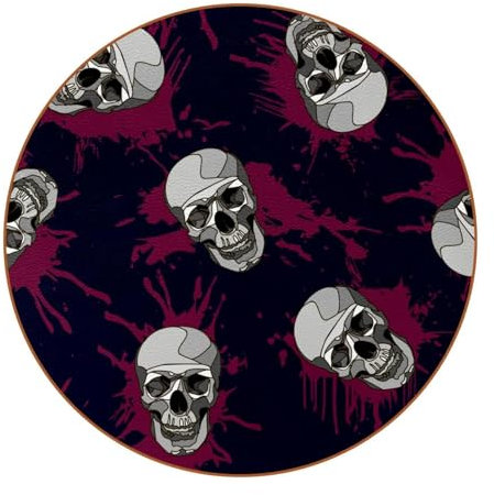 Runde Getränkeuntersetzer-Set, Totenköpfe und Blutspritzer, Untersetzer für Getränke für Einweihungsfeiern, Wohnung, Küche, Bar, Dekoration, geeignet für Holztisch, 6 Stück
