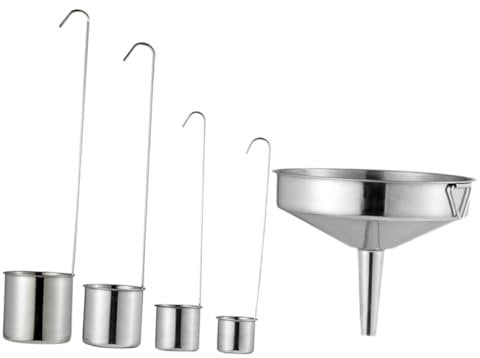 Milisten 5pcs Oil Wine Funnel Sauce Ladle Set Stainless Steel Liquor Raisin Drinker Kitchen Gadget for Pouring