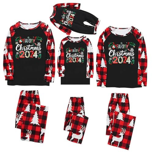 Weihnachts Pyjama Pärchen Set , Matching Christmas Pyjama Couples Set Kuschelig Familien Weihnachts Schlafanzug Für Damen Herren Kinder Baby Sleepwear Christmas Printed Tops+hosen Herren(Red,XXL)