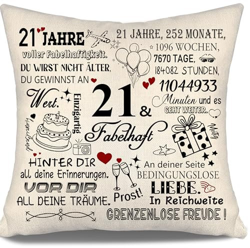 21 Jahre Voller Fabelhaftigkeit Kissenbezug für Geburtstag 21 Jahre alt Tochter Sohn Enkelin Schwester Freunde Cousine Freundin 21. Geburtstag Geschenk 10-100 Jahre alt Geburtstag Kissenbezüge (21)