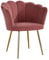 Home Source Velvet Scallop Shell Chair Wing Back Armchair Occasional Sofa, Pink, Gold Legs
