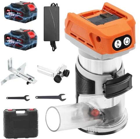 Yofuly Router portatile senza fili per Makita 18 V 21 V, 2 batterie da 3,0 Ah, 30000 giri/min, 800 W, fresatrice per legno, altezza corsa 40 mm, router manuale per la lavorazione del legno