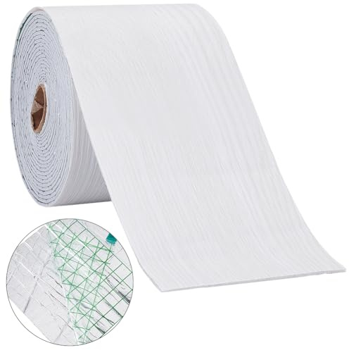 CRASPIRE White Wood Grain Self Adhesive Wallpaper Border Mirror Edge Peel and Stick Removable PVC Waterproof Wallpapers for Mirrors Frame Kitchen Tiles Cabinet Home Decor Corner Sticker 4In Width
