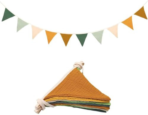 Dinghaole2.6 Mètres Guirlande Fanions Tissus,Guirlande de fanions en Tissu Double Face,Drapeaux de Triangle Décoration,Banderole en Tissu,Banderole pour bébé,Guirlande de Fanions pour Chambre d'enfant