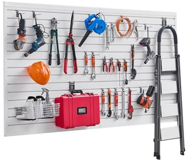 VEVOR Pannelli per Pareti a Doghe per Garage con Disegno Modulare, Pannello per Pareti a Doghe Regolabile, con Struttura di Accoppiamento e Taglio Fai da Te, Bianco 1225 x 2450 x 20 mm