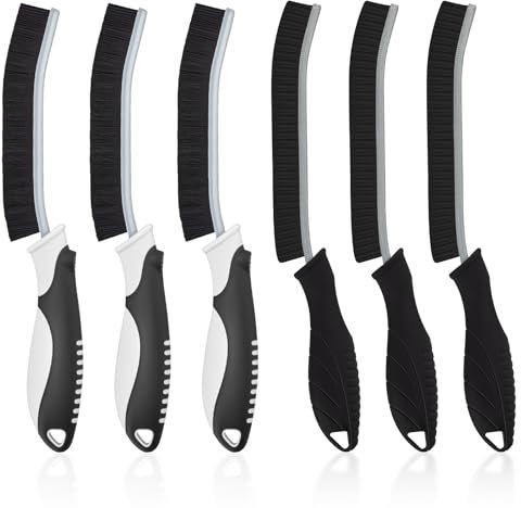 TQRR Hard Crevice Cleaning Brushes UK, Multifunctional Bathroom Accessory, Cleaning Brushes for Small Spaces, Cleaning tool for kitchen, Toilet, Tile, Sink, Home (6, Black)
