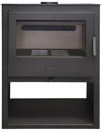 MF - Stufa a Legna Seren 13,4 kW in Acciaio con Casa Panoramica, Camera di Vermiculite e Vetro Ceramico Pulito - Alta Efficienza e Basse Emissioni