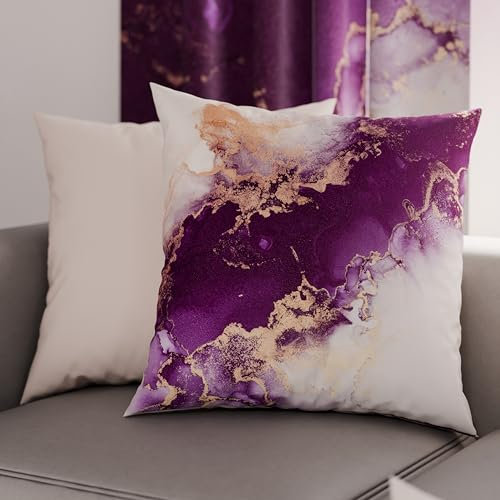 PETTI Artigiani Italiani - Coppia di Federe Cuscino 50x50 cm in Microfibra, Cuscini Arredo Camera da Letto, Divano, Salotto, Set 2 Fodere Copricuscino, Federa Marble Viola, 100% Made in Italy