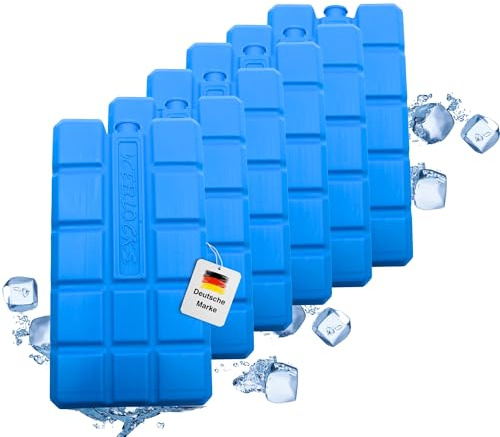 Kühlakkus für Kühltasche Kühlbox 12h Lange Kühlung Leichte 200g je Kühlakku 155x8x4cm Kühlelemente Made in EU für Freizeit Sport Camping verschiede Sets & Block (6er Kühlakku & HLKauf-Block)