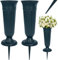 VGECEE Grabvase mit Erdspieß 2 Stück Friedhofsvase mit Sockel Grab Vaseneinsatz 21 cm*10 cm Grün Grab Vase Einsatz Stehend Kunststoff Blumenvase für Nass- und Trocken-Blumen als Grabschmuck
