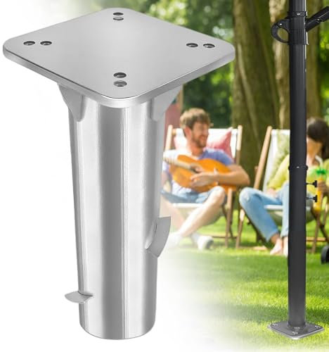 UISEBRT Universal-Bodenplatte, Metall Sonnenschirmständer Bodenanker für Kurbelschirm, Ampelschirm und Sonnenschirm, Silber