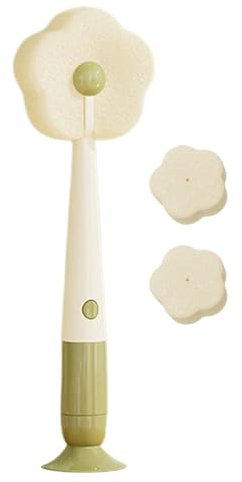 Cup Lid Cleaning Brush, Tumbler Cleaner Brush, Sponge Suction Scrubber, Flower Shaped Multifunctional Washer, Ideal for Kitchen Sink, Coffee, Travel, and Wine, Multicolor