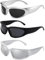 JazRvr 3 Stück Festival Sonnenbrille, Schnelle Brille Rave, Y2K Accessoires, Futuristische Sonnenbrillen UV400, Schwarz Silber Weiß
