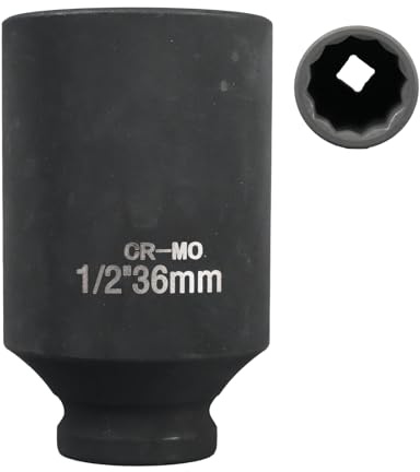 FortuneGlobe Socket 36 mm 1/2 inch 12-Point, Impact Socket 1/2 inch 36 mm CR-MO Chromium-Molybdenum Steel (Black)
