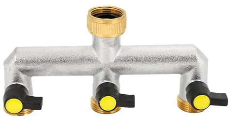Splitter per tubo flessibile in ottone a 4 vie, splitter per tubi da giardino, valvole da giardino solide, adattatore per rubinetto resistente regolabile