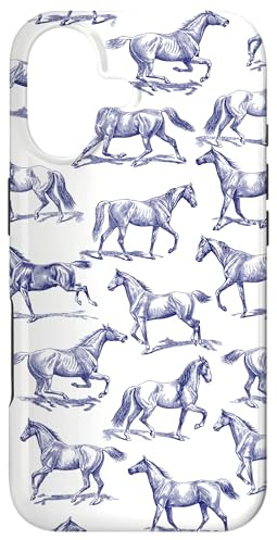 Hülle für iPhone 17 Blaues Vintage-Pferd-Zeichenmuster