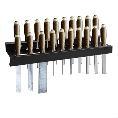 momgyaamz Garden Tools Holder, Tool Wall Workshop Organiser, Wall Mount Made of Carbon Steel, Wall Shelf for Screwdrivers, Chisels and Tools, 40 cm, Black