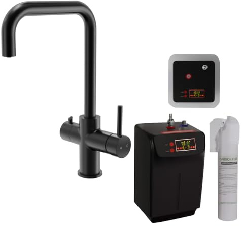 4 in 1 Matt Black Instant Boiling Water Kitchen Tap, Tank and Filter