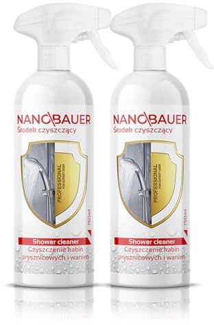Duschkabinenreiniger & Kalkentferner | 2x NANOBAUER Shower Cleaner 750 ml | Kraftvoller Reiniger für Duschkabinen, Glas, Bad & WC | Entfernt Kalk, Seifenreste und Schmutz | Spray-Reiniger