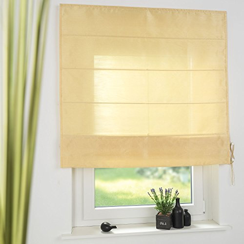 Liedeco Raffrollo Satin Struktur Länge 175 cm, Rollo Zitrone, 135 cm x 175 cm...