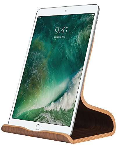 SAMDI Ständer für Tablets, E-Reader und Smartphones, iPad Air 2 3 4 Pro, kompatibel mit Mini, Kindle, Nexus, Samsung Tab und Anderen Tablets Walnut Wooden