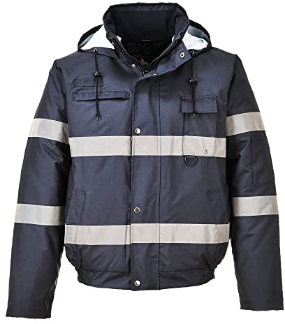 Portwest S434 Iona Winter Bomber Jacket Long Sleeve Safe Storage Waterproof | Navy, Large, EN 343 Class 3:1, EN 17353, EN 342, Internal Pocket, Inner Ribbed Cuffs, Two Lower Pockets, Fully Lined