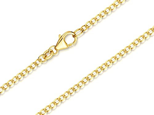 Panzerkette Gold 333 Damen 65cm I filigrane Goldkette Damen hochglanz 2mm Stärke I Halskette Echtgold für Frauen mit Federring Verschluss
