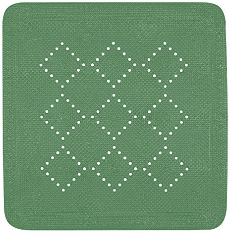 Spirella - Tapis Fond de Douche en Mousse PVC Alaska - Tapis de Bain Antidérapant avec Ventouses + Trous de Drainage Anti Moisissure - 55 x 55 cm - Vert Mousse