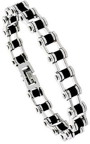 OUTLETISSIMO® BRACCIALE BRACCIALETTO ACCIAIO INOX CHIRURGICO UOMO DONNA CATENA BICI MOTO ET76