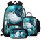 chaqlin Cool Wolf Schultasche Kinder Jungen Rucksack Tier Mittagessen Tasche Federmäppchen Große Kapazität Jungen Büchertasche Set 3 Stück, 3 x Wolf -3, Einheitsgröße, Kinderrucksack
