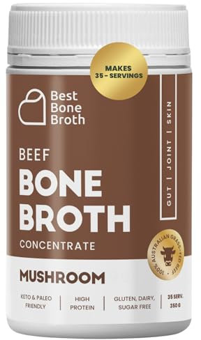 Beef Bone Broth Concentrate with Mushrooms | Help Improve Joints, Skin, & Gut | Liquid Collagen Amino Acids | Keto, High Protein, Gluten Free | Made from Grass-Fed Beef - 35 Servings / 8.7 liters