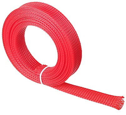 Othmro Flexible, erweiterbare geflochtene Kabelhülse aus PET, 18 mm breit, schützt TV, Audio, PC-Kabel vor Haustieren, Rot, 1 Stück