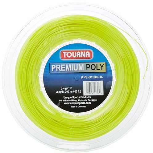 Tourna Cuerda de tenis duradera de poliéster prémium, color amarillo óptico