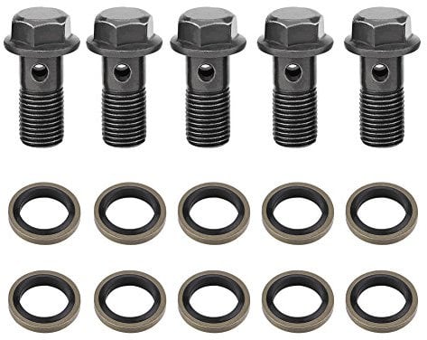 Jeu de boulons banjo de frein moto 5 pièces boulons et rondelles banjo raccords de ligne de frein pour étrier de frein maître-cylindre M10 1.0mm 1.25mm en option(M10×1.25mm)
