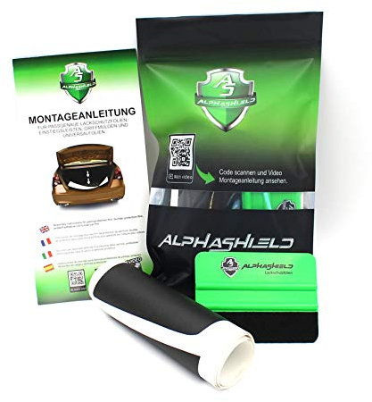 AlphaShield Lackschutzfolie Einstiegsleistenschutz Set für Auto inklusive Rakel und Filz passgenau wetterfest Zuschnitt schützt Einstiege gegen Kratzer E049 (440µm 3M Gravel Resistant F-506)