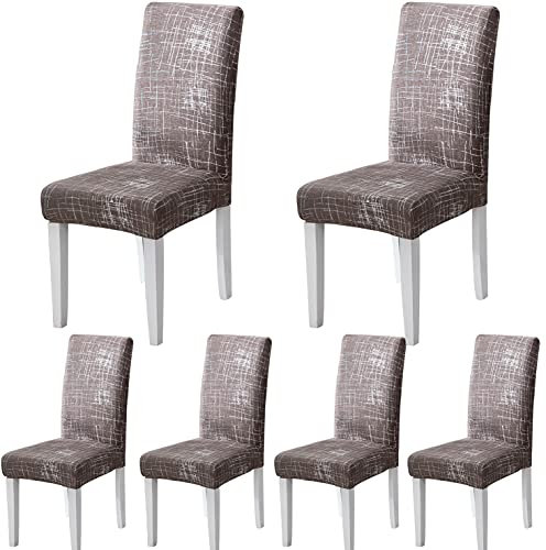 ARNTY Stuhlhussen 4/6er Set, Stuhlbezug Jacquard Esszimmer Stuhlhussen Schwingstühle Universal Hussen für Stühle für Esszimmer, Hotel, Küche, Zeremonie (Grau-Modern, 6 Stück)